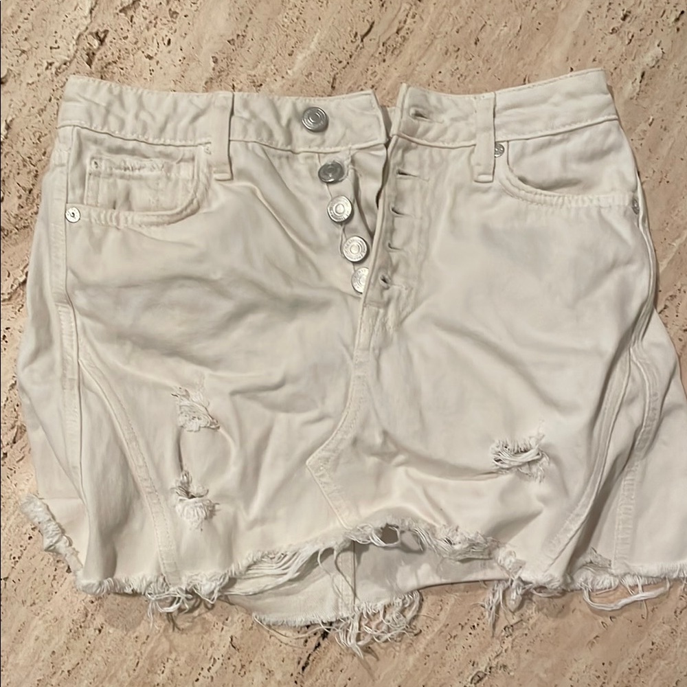 Free People White Distressed Women's Skirt
